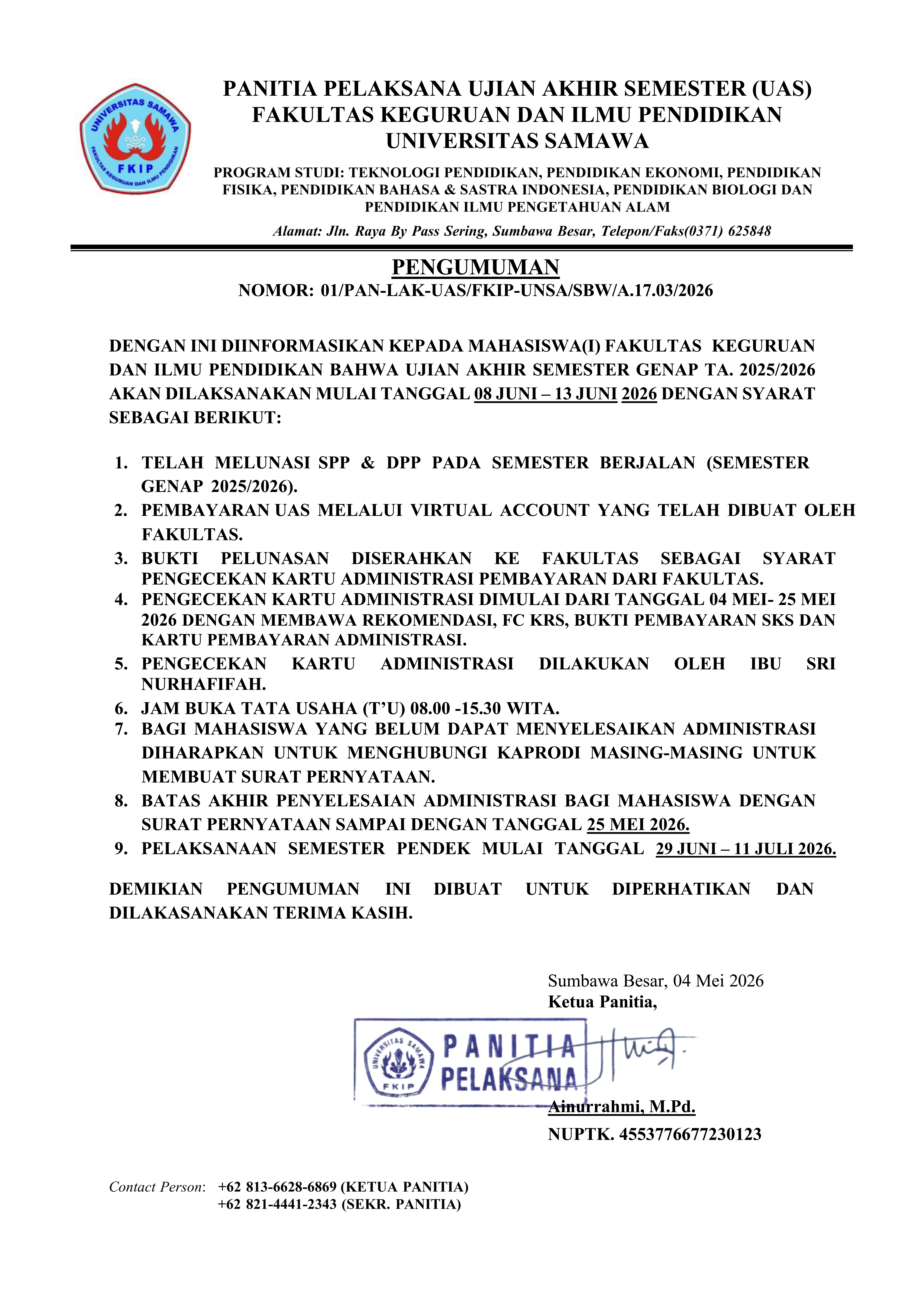 PENGUMUMAN